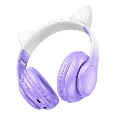 Casti pentru Copii, Ajustabile, Hoco Cat Ear (W42), Purple Grape - 2