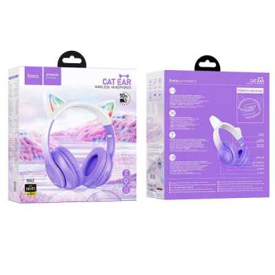 Casti pentru Copii, Ajustabile, Hoco Cat Ear (W42), Purple Grape - 7