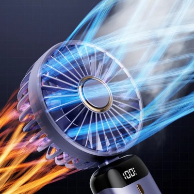 Mini ventilator silentios cu afisaj LED birou Techsuit N15, verde - 2
