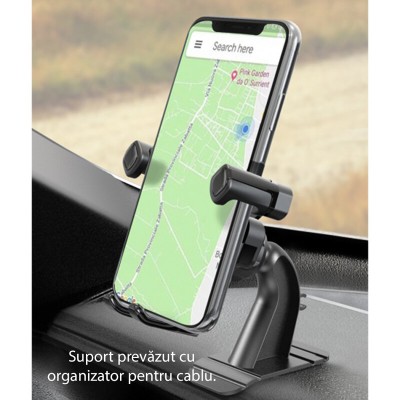 Suport Auto Yesido pentru telefon, fixare sigura cu adeziv pe bord, Universal, Negru - 5 Suport Auto Yesido pentru telefon, fixare sigura cu adeziv pe bord, Universal, Negru - 5