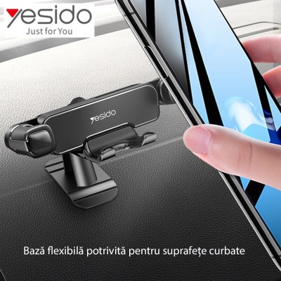 Suport Auto Yesido pentru telefon, fixare sigura cu adeziv pe bord, Universal, Negru - 6 Suport Auto Yesido pentru telefon, fixare sigura cu adeziv pe bord, Universal, Negru - 6