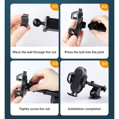 Suport de telefon auto bord, parbriz Techsuit S113, negru - 1 Suport de telefon auto bord, parbriz Techsuit S113, negru - 1