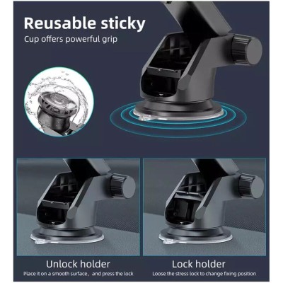 Suport de telefon auto bord, parbriz Techsuit S113, negru - 3 Suport de telefon auto bord, parbriz Techsuit S113, negru - 3