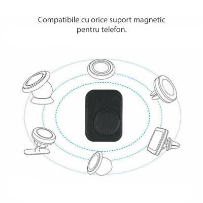 Placute Metalice pentru Telefon (set 2) - Techsuit (MP02) - negru - 7 Placute Metalice pentru Telefon (set 2) - Techsuit (MP02) - negru - 7