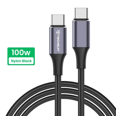 Cablu de date USB-C Super Fast Charging PD100W Techsuit PCB018, 1m - 1 Cablu de date USB-C Super Fast Charging PD100W Techsuit PCB018, 1m - 1