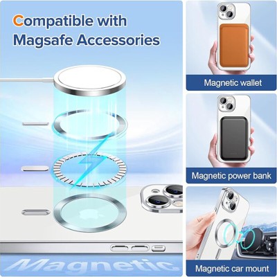 Husa premium iPhone 14 Plus Techsuit Luxury Crystal MagSafe, argintiu - 1