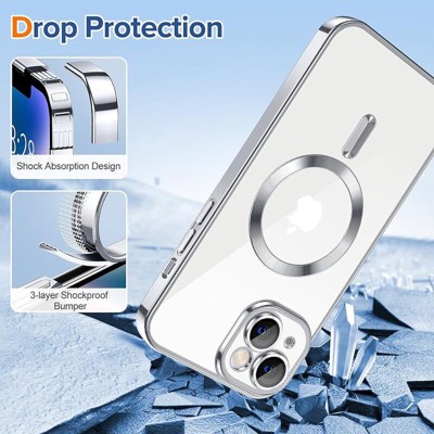 Husa premium iPhone 14 Plus Techsuit Luxury Crystal MagSafe, argintiu - 3