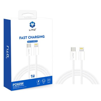 Cablu de date Fast Charging Type-C la Lightning Lito, 1m, 60W, LD04 - 1