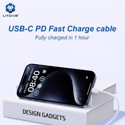 Cablu de date Fast Charging Type-C la Lightning Lito, 1m, 60W, LD04 - 4