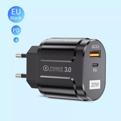 Incarcator priza USB-C PD20W, QC3.0 Techsuit, negru, CHPD038 - 1 Incarcator priza USB-C PD20W, QC3.0 Techsuit, negru, CHPD038 - 1