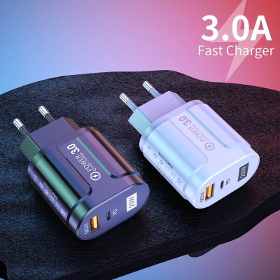 Incarcator priza USB-C PD20W, QC3.0 Techsuit, negru, CHPD038 - 2 Incarcator priza USB-C PD20W, QC3.0 Techsuit, negru, CHPD038 - 2