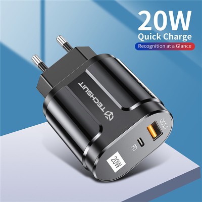 Incarcator priza USB-C PD20W, QC3.0 Techsuit, negru, CHPD038 - 4 Incarcator priza USB-C PD20W, QC3.0 Techsuit, negru, CHPD038 - 4