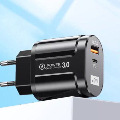 Incarcator priza USB-C PD20W, QC3.0 Techsuit, negru, CHPD038 - 6 Incarcator priza USB-C PD20W, QC3.0 Techsuit, negru, CHPD038 - 6
