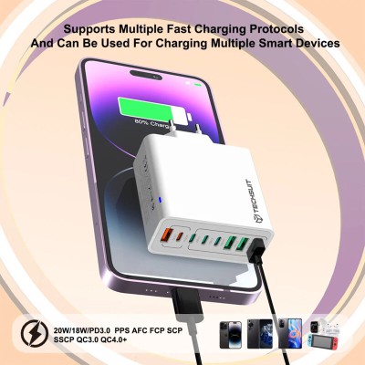Incarcator priza 4xUSB, 4xType-C Fast Charging Techsuit, negru, CHPD224 - 4