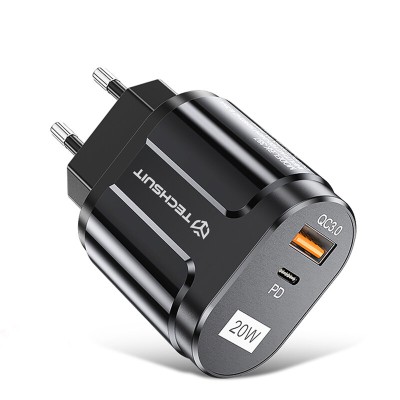 Incarcator priza USB-C PD20W, QC3.0 Techsuit, negru, CHPD038 - 7 Incarcator priza USB-C PD20W, QC3.0 Techsuit, negru, CHPD038 - 7