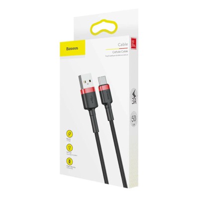 Cablu de date Type-C Baseus, 1m, negru/rosu, CATKLF-B91 - 1