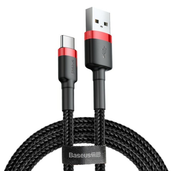 Cablu Type-C Baseus 1m, negru/rosu, incarcare rapida si stil robust CATKLF-B91
