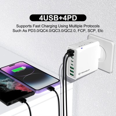 Incarcator priza 4xUSB, 4xType-C Fast Charging Techsuit, negru, CHPD224 - 7 Incarcator priza 4xUSB, 4xType-C Fast Charging Techsuit, negru, CHPD224 - 7