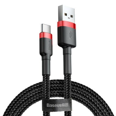Cablu Type-C Baseus 1m, negru/rosu, incarcare rapida si stil robust CATKLF-B91 - 1