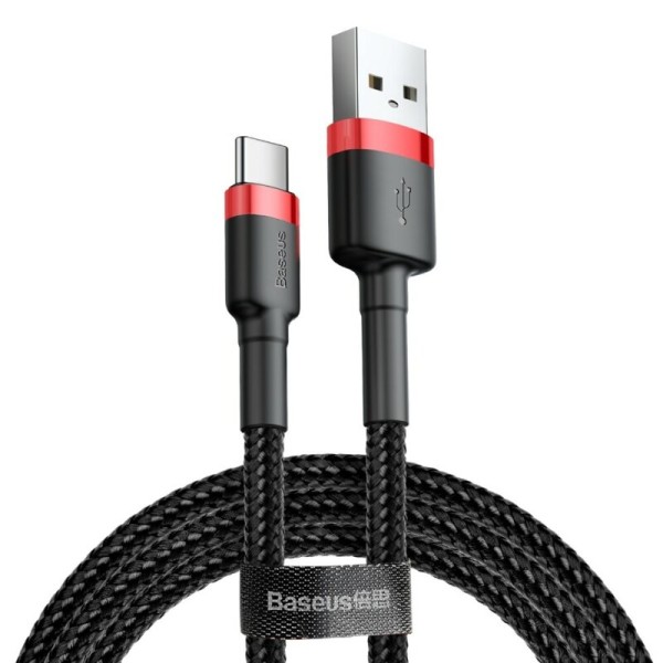 Cablu Type-C Baseus 1m, negru/rosu, incarcare rapida si stil robust CATKLF-B91