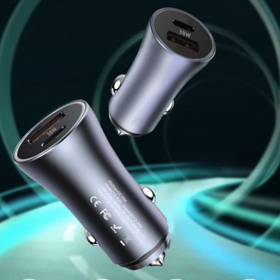 Incarcator auto 2in1 cu varf spargere parbriz Techsuit C3, gri - 1