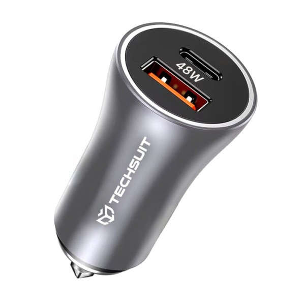 Incarcator auto 2in1 cu varf spargere parbriz Techsuit C3, gri