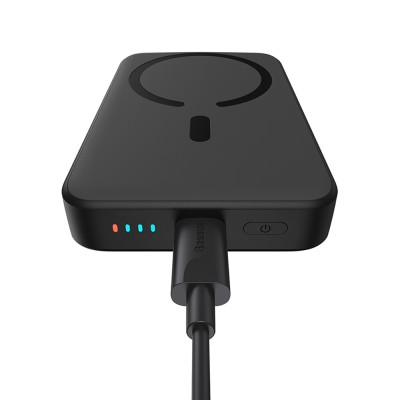Baterie Externa USB-C, MagSafe, 10000mAh, 20W + Cablu Type-C, 60W, 30cm - Baseus Magnetic Mini (PPCX070001) - Black - 5
