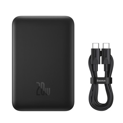 Baterie Externa USB-C, MagSafe, 10000mAh, 20W + Cablu Type-C, 60W, 30cm - Baseus Magnetic Mini (PPCX070001) - Black - 6