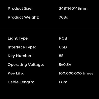 Tastatura cu Lumini RGB, 85 Taste, Rapid Trigger, 1.8m, 5V, 8kHz, pentru Gaming - Havit (KB904L) - Black / Green - 7