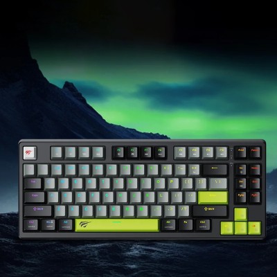 Tastatura cu Lumini RGB, 85 Taste, Rapid Trigger, 1.8m, 5V, 8kHz, pentru Gaming - Havit (KB904L) - Black / Green - 5