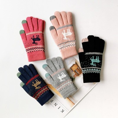 Manusi touchscreen dama Techsuit Reindeer, lana, roz inchis, ST0002 - 4