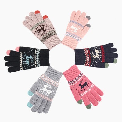 Manusi touchscreen dama Techsuit Reindeer, lana, kaki, ST0002 - 4