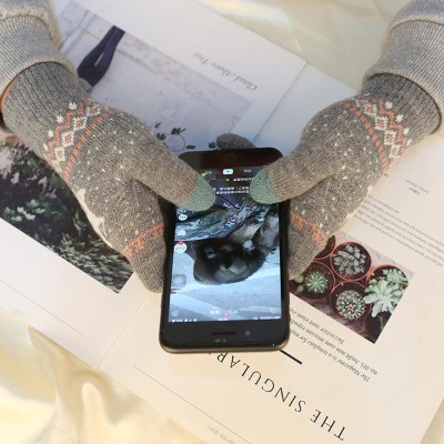 Manusi touchscreen dama Techsuit Reindeer, lana, gri, ST0002 - 6