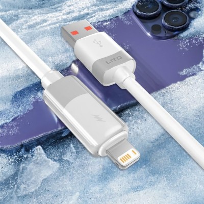 Cablu de Date Fast cu Mufe USB, Lightning, 60W - Lito Liquid Silicone (LD07) - White - 1