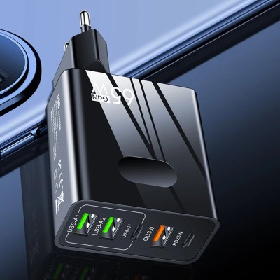 Incarcator priza GaN Fast Charge 65W Techsuit, negru, CHC1 - 5