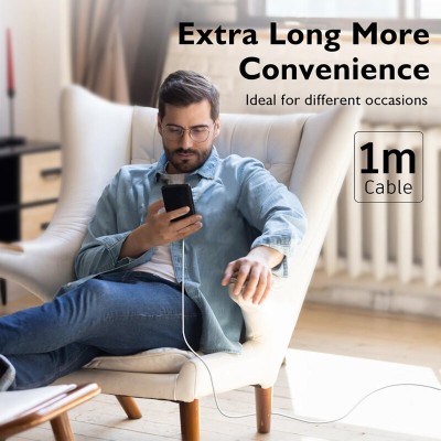 Cablu de date Fast Charging Type-C 60W Techsuit PCB130, 1m, alb - 4