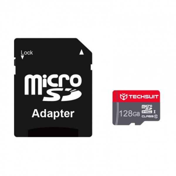 Card memorie 128GB MicroSDHC + adaptor Techsuit THCM26, rosu