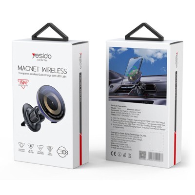 Suport auto magnetic grila, cu lumini, 15W, Type-C Yesido C308 - 3