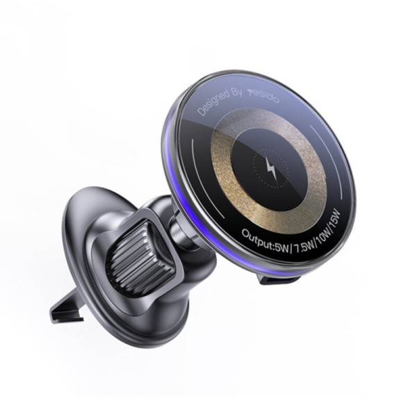 Suport auto magnetic grila, cu lumini, 15W, Type-C Yesido C308