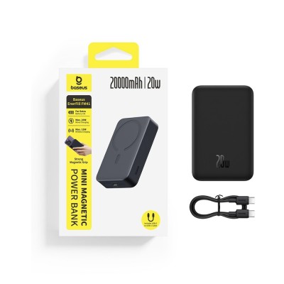Acumulator Extern, Magnetic, Design Ultra-Mini, 20.000mAh, 20W - Baseus EnerFill FM41 (E0027U00) - Black - 7