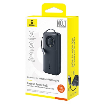 Baterie externa 20000mAh Free2Pull Baseus, 65W, negru, P10073700123-00 - 2