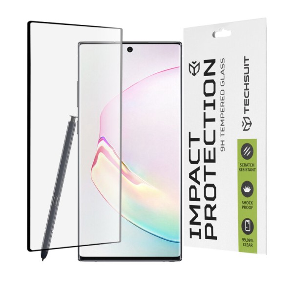 Folie sticla 3D curbata Samsung Galaxy Note 10 Techsuit 111D Full Glue Full Cover, negru