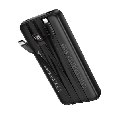 Power Bank, 10000mAh, 3x Cablu, 2A - Borofone (BJ79) - Black - 2