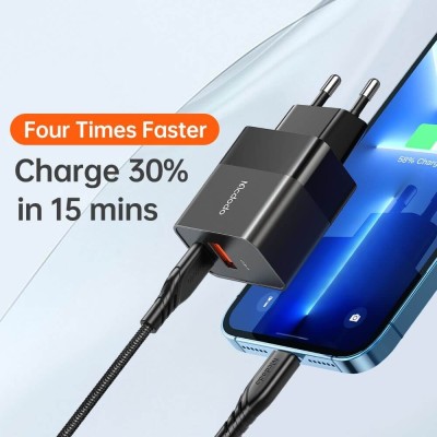 Incarcator pentru Priza, USB-A, USB-C, Fast Charger, 20W - Mcdodo Hydrogen Series (CH-1951) - Black - 2