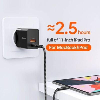 Incarcator pentru Priza, USB-A, USB-C, Fast Charger, 20W - Mcdodo Hydrogen Series (CH-1951) - Black - 6