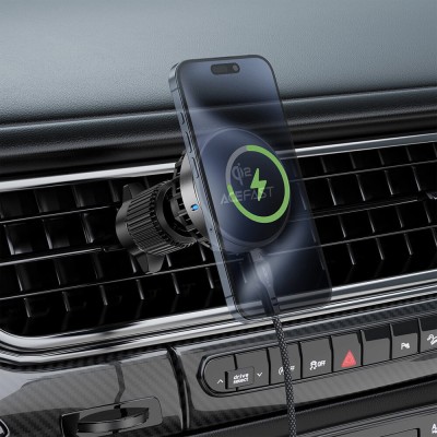 Suport auto cu incarcare wireless MagSafe Qi2 Acefast, D40, gri - 6