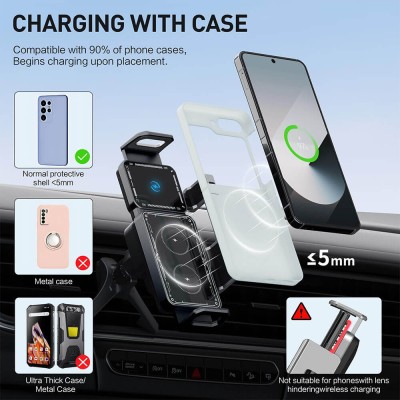 Suport Telefon/Tableta pentru Masina, Incarcare Wireless, Rotatie 90°, 15W - Techsuit ModoDock (SW1) - Black - 7