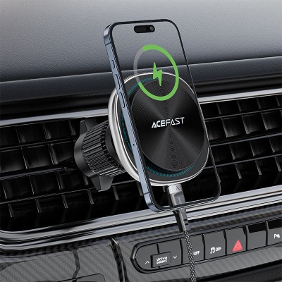 Suport pentru Telefon 4.7 - 6.9" cu Magnet, 15W, USB-C, Incarcare Wireless - Acefast (D41) - Silver - 5