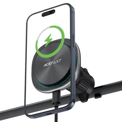 Suport pentru Telefon 4.7 - 6.9" cu Magnet, 15W, USB-C, Incarcare Wireless - Acefast (D41) - Silver - 6