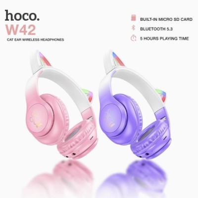 Casti pentru Copii, Ajustabile - Hoco Cat Ear (W42) - Purple Grape